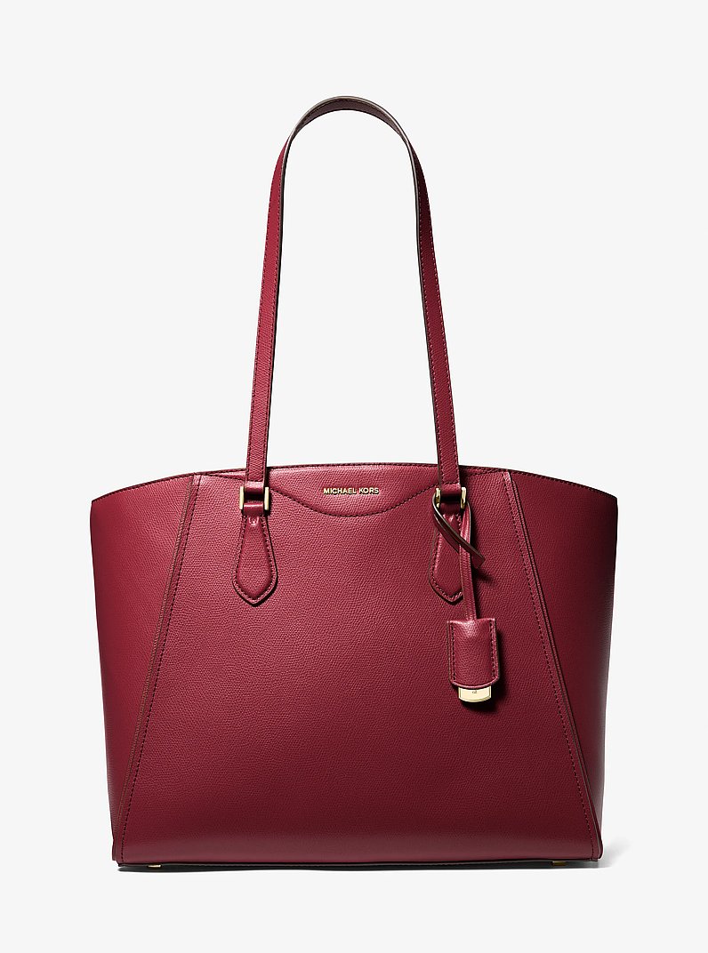 Taryn Large Leather Tote Bag in DEEP RED | Michael Kors