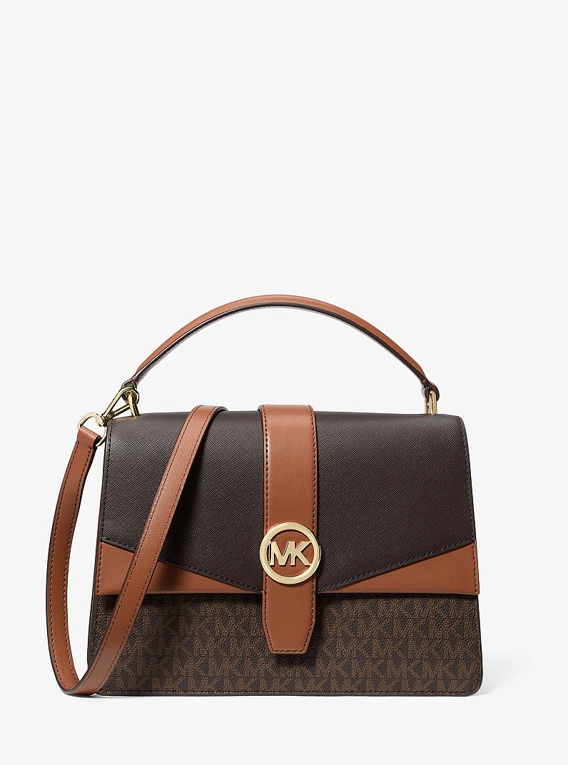 Bolso satchel Greenwich mediano con logotipo de la marca in MARR&Oacute;N | Michael Kors