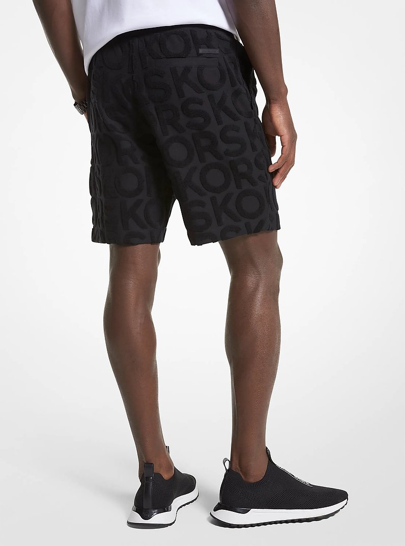 Logo Terry Cotton Blend Shorts in BLACK | Michael Kors