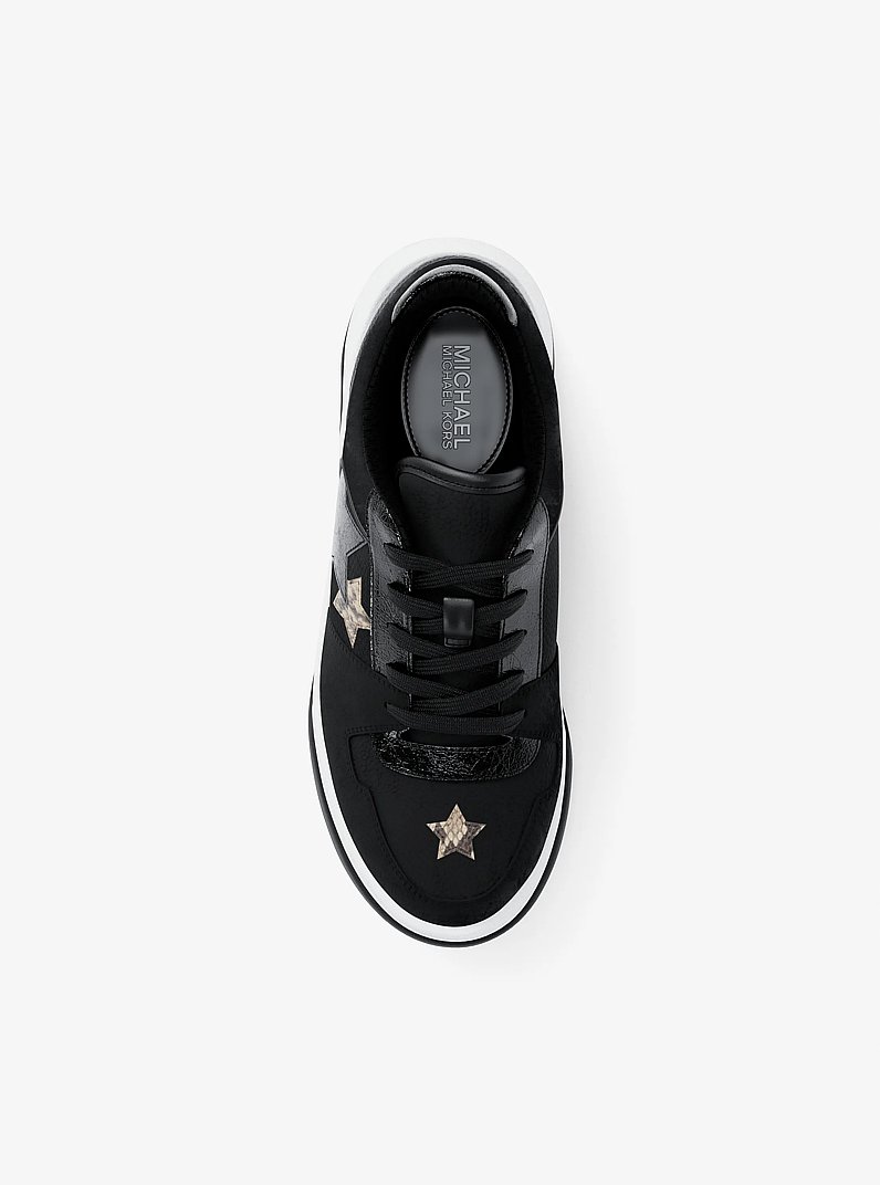 Lexi Embellished Mixed-Media Sneaker in BLACK | Michael Kors