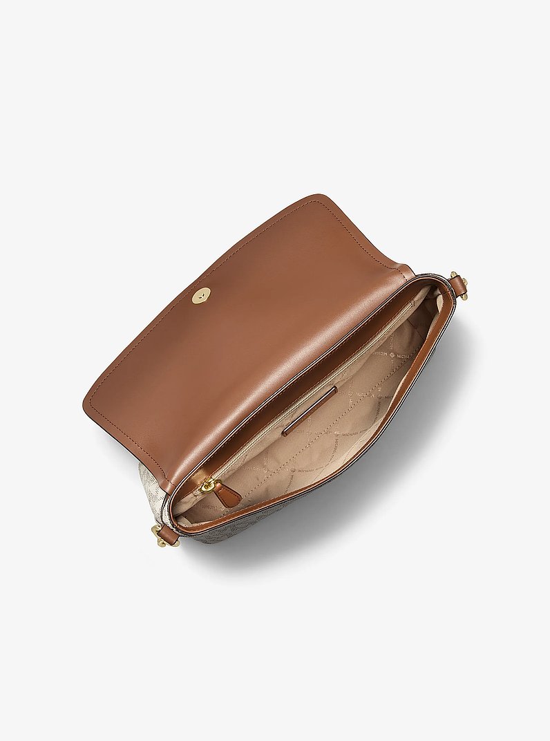 Borsa a spalla Ida convertibile con stampa logo in VANIGLIA/CUOIO | Michael Kors