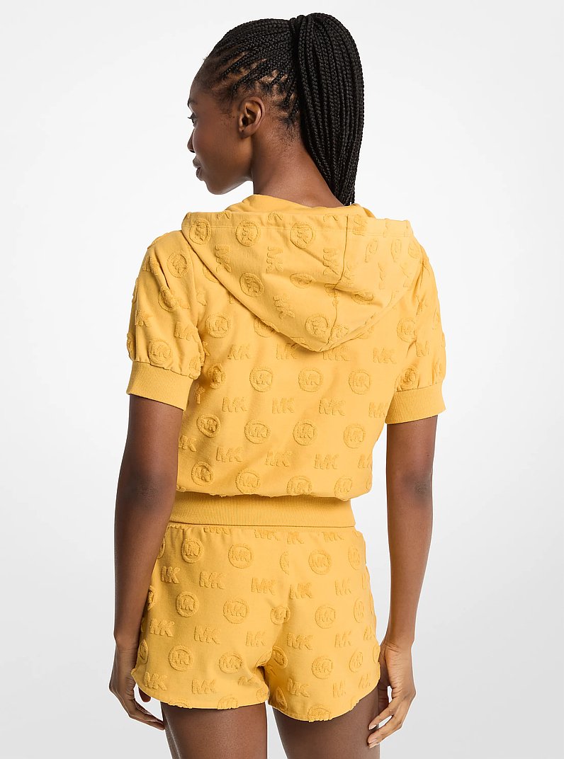 Logo Jacquard Terry Short-Sleeve Jacket in HONEYWHEAT | Michael Kors