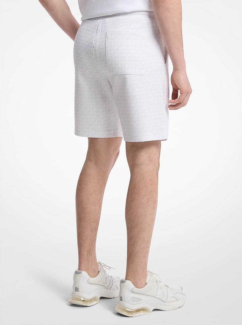 Signature Logo Cotton Blend Shorts in WHITE | Michael Kors