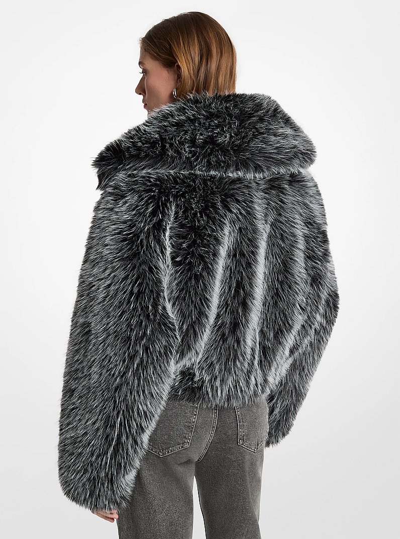 Faux Fur Blouson Jacket in BLACK/WHITE | Michael Kors