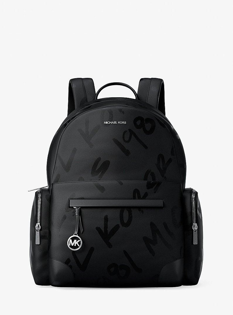 Prescott Large Printed Nylon Backpack in BLACK | Michael Kors