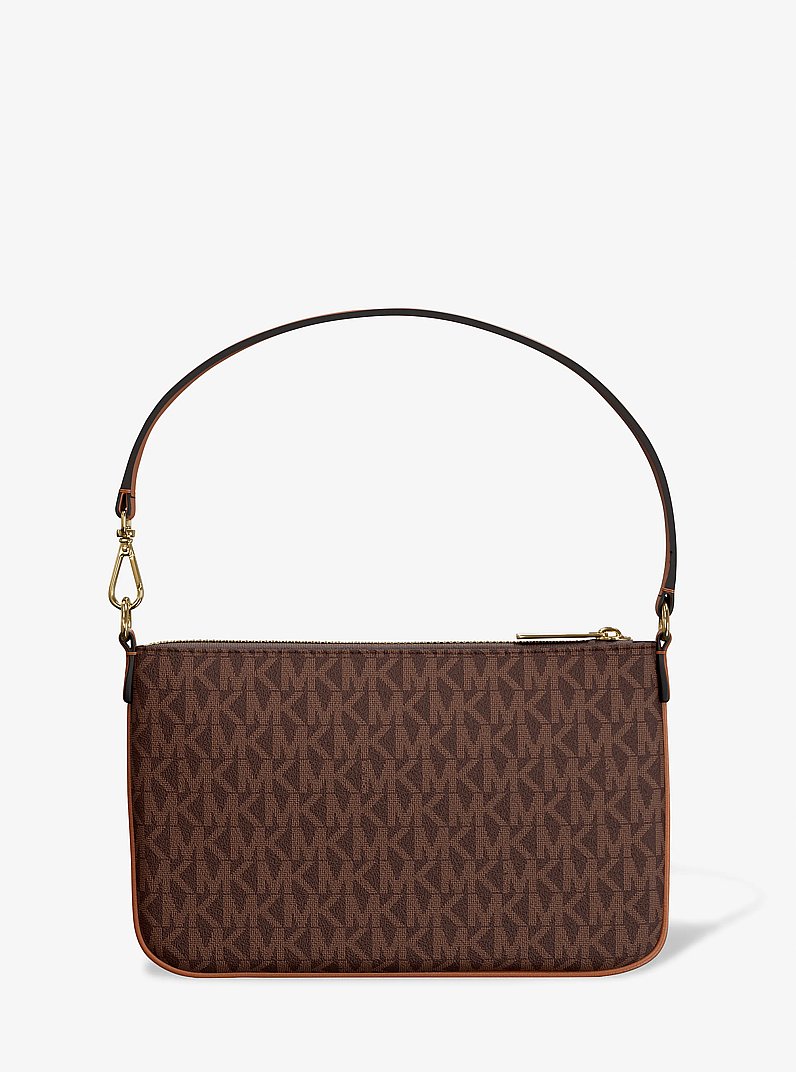 Jet Set Small Signature Logo Convertible Wristlet in BROWN | Michael Kors