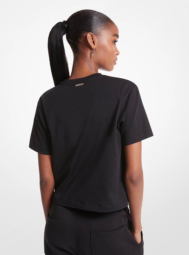 Empire Logo Organic Cotton T-Shirt in BLACK | Michael Kors