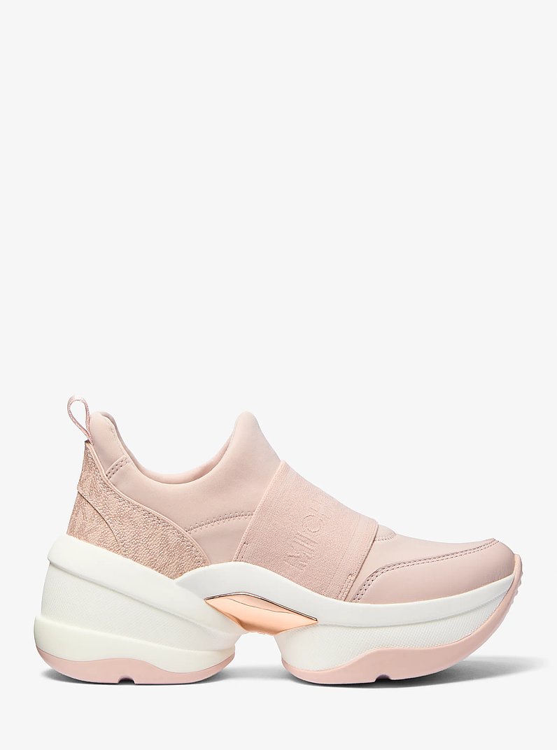 Olympia Nylon Blend and Signature Logo Slip-On Trainer in SOFT PINK | Michael Kors