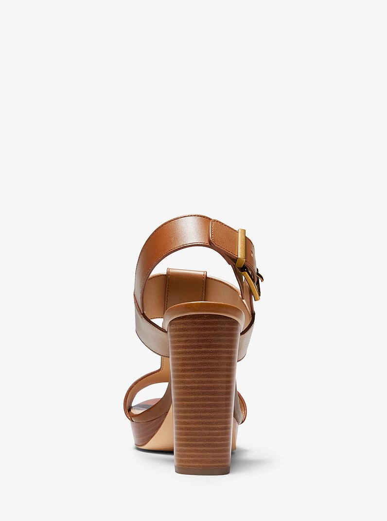 Becker Leather Platform Sandal in LUGGAGE | Michael Kors