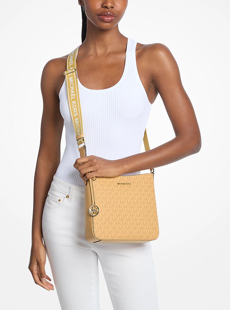 Jet Set Small Signature Logo Crossbody Bag in HONEYWHEAT | Michael Kors