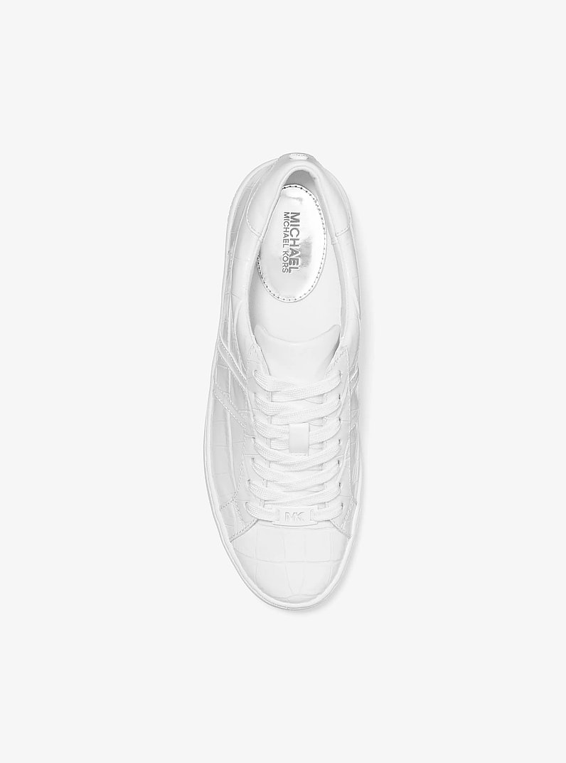 Irving Crocodile Embossed Leather Sneaker in OPTIC WHITE | Michael Kors