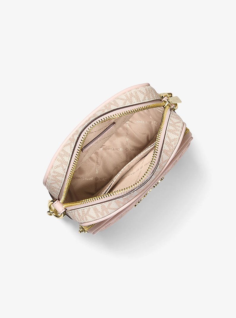 Jet Set Medium Metallic Signature Logo Crossbody Bag in RS GLD MULTI | Michael Kors