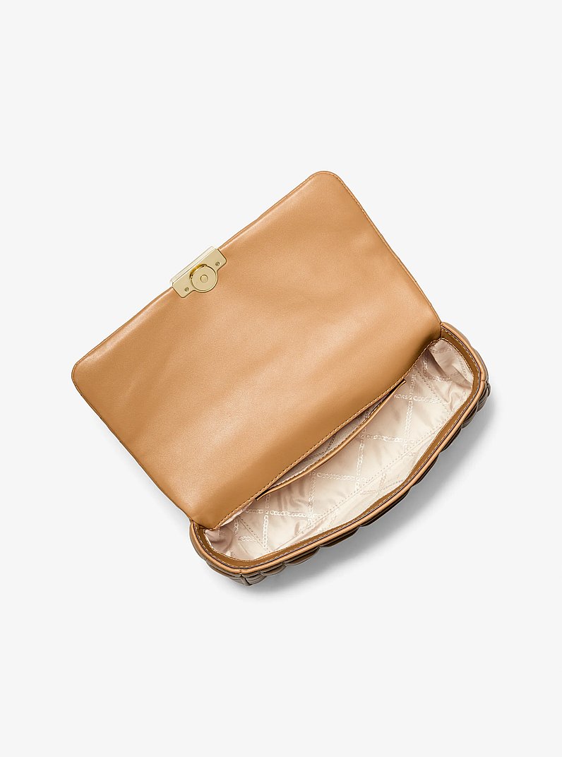 Tribeca Large Quilted Leather Shoulder Bag in PALE PEANUT | Michael Kors