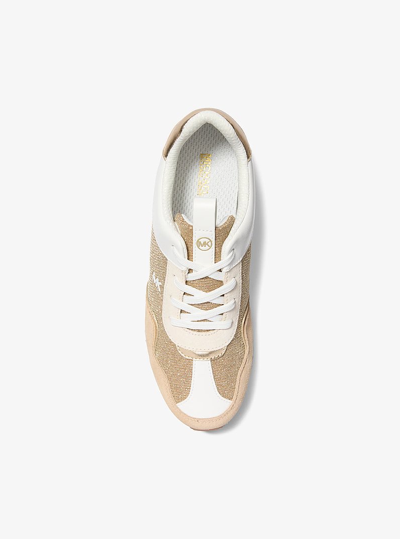 Raina Glitter Chain-Mesh Platform Trainer in PALE GOLD | Michael Kors
