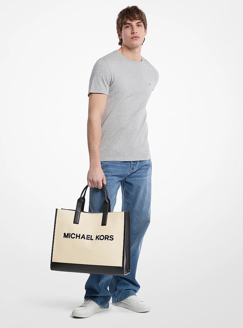 Cooper Canvas Tote Bag in NATURAL/BLACK | Michael Kors