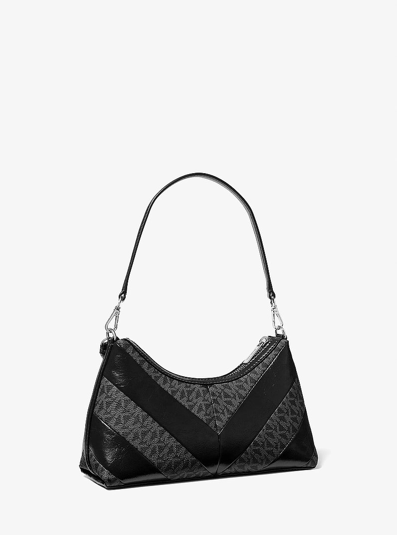 Sammy Small Signature Logo and Patent Convertible Crossbody Bag in BLACK | Michael Kors
