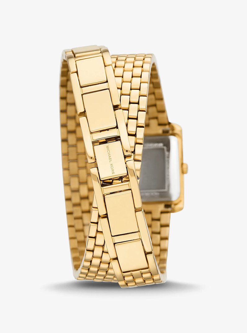 Petite Emery Pav&eacute; Gold-Tone Double Wrap Watch in GOLD | Michael Kors
