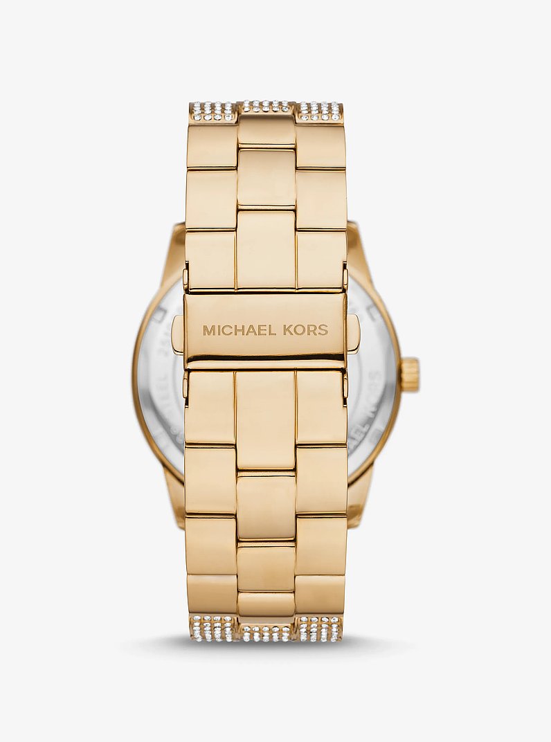 Reloj Bradshaw oversize en tono dorado con pav&eacute; in DORADO | Michael Kors