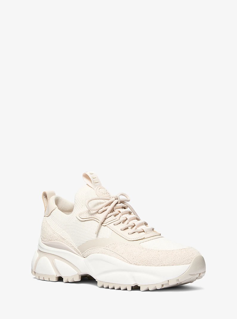 Darius Suede and Stretch Knit Trainer in ECRU MULTI | Michael Kors