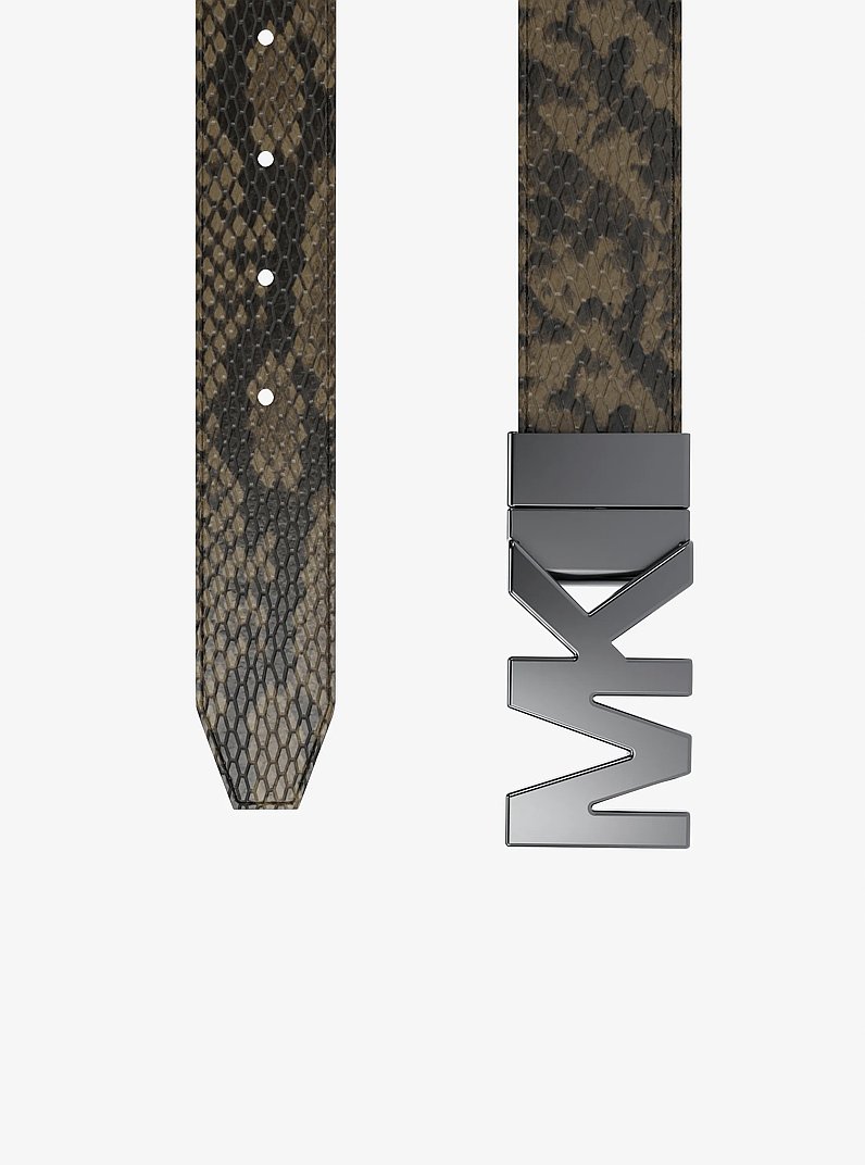 Ceinture r&eacute;versible gaufr&eacute;e &agrave; motif de serpent in BOIS DE GR&Egrave;VE | Michael Kors