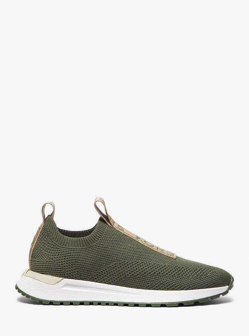 Bodie Logo Tape Stretch Knit Slip-On Trainer in AMAZON GREEN | Michael Kors