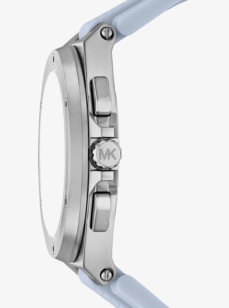 Oversized Lennox Silver-Tone and Silicone Watch in SILVER | Michael Kors