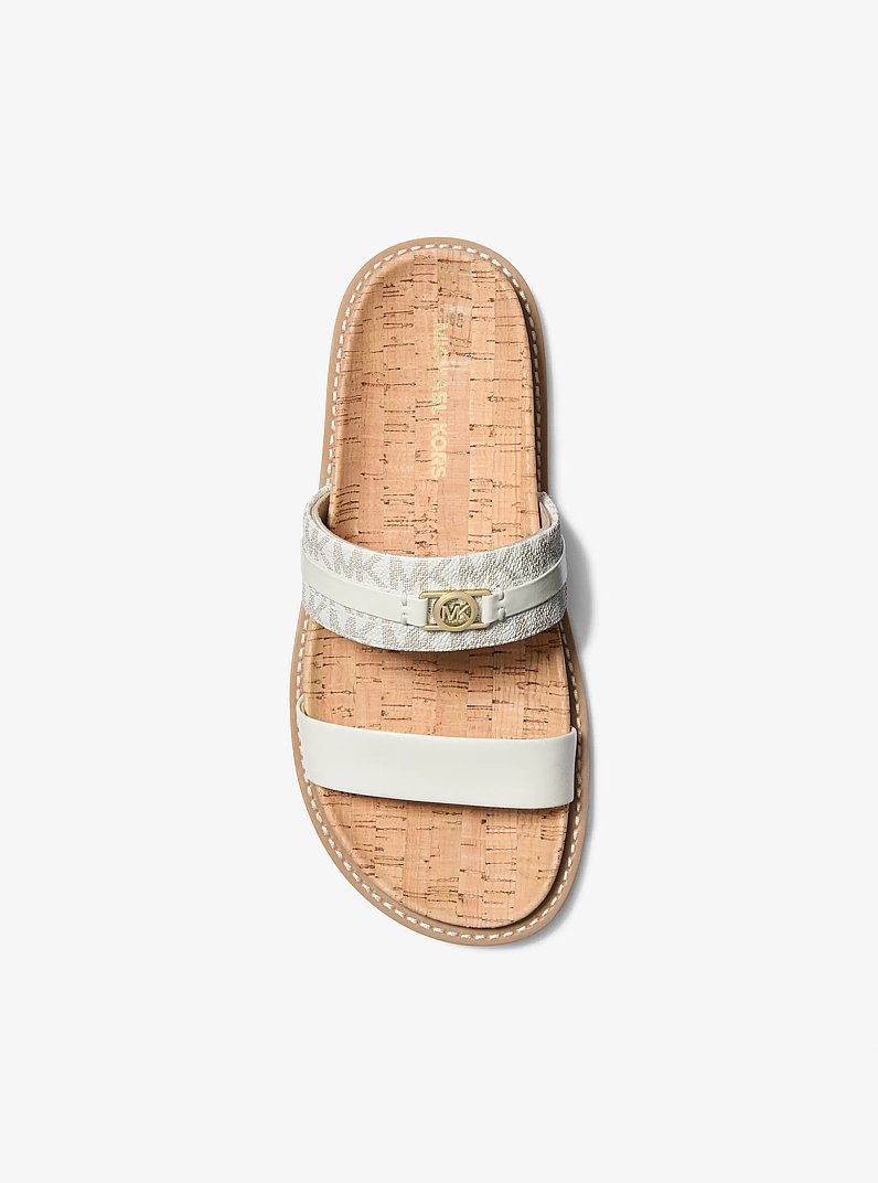 Mandy Signature Logo Flat Sandal in VAN/CREAM | Michael Kors