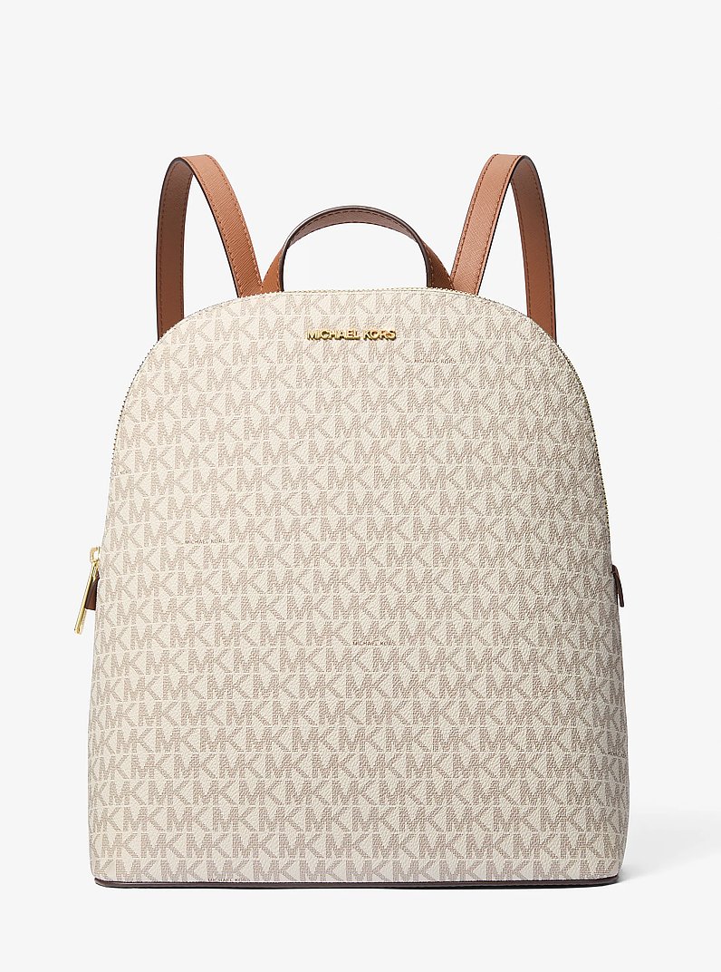 Cindy Large Signature Logo Backpack in VANILLA | Michael Kors