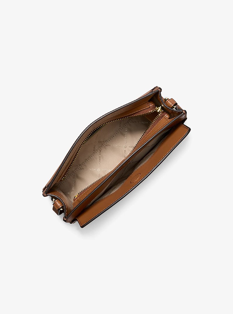 Borsa a tracolla Becca piccola con righe e stampa logo in BRONZO/GHIANDA | Michael Kors