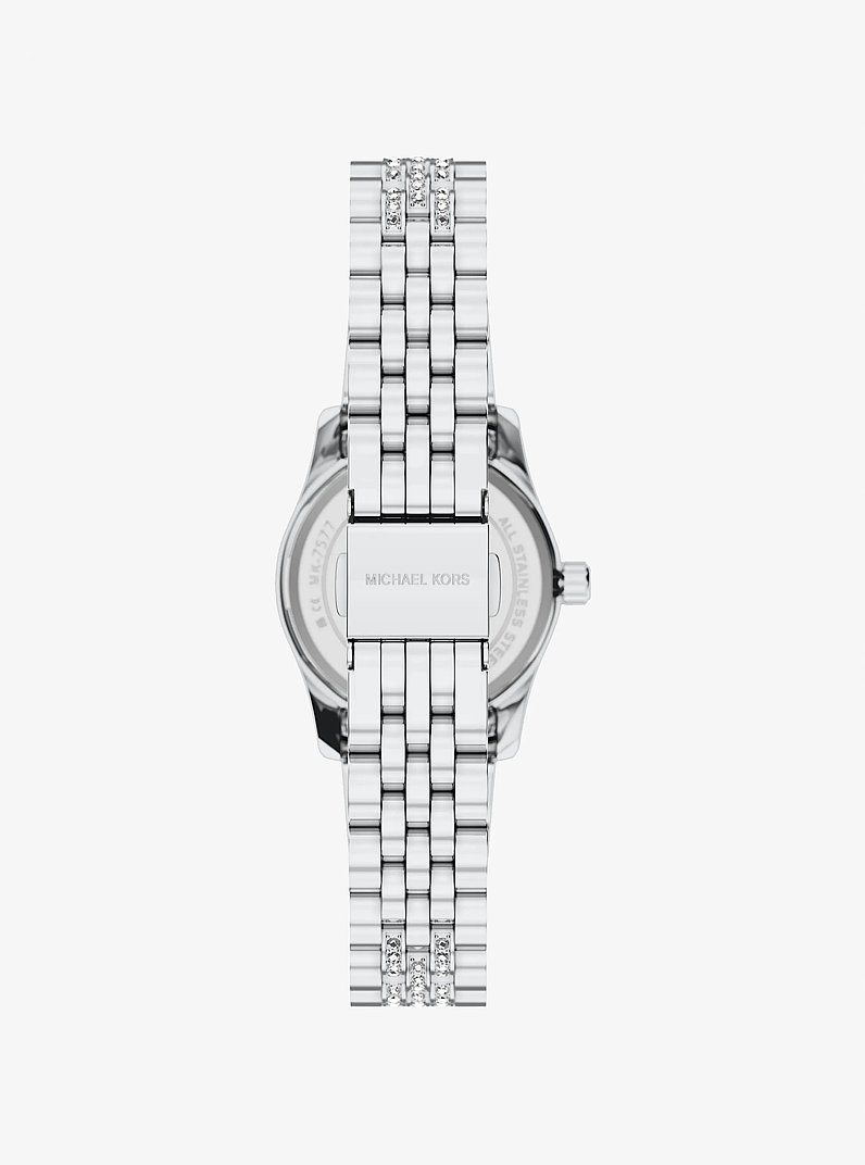 Petite Lexington Pav&eacute; Silver-Tone Watch in SILVER | Michael Kors