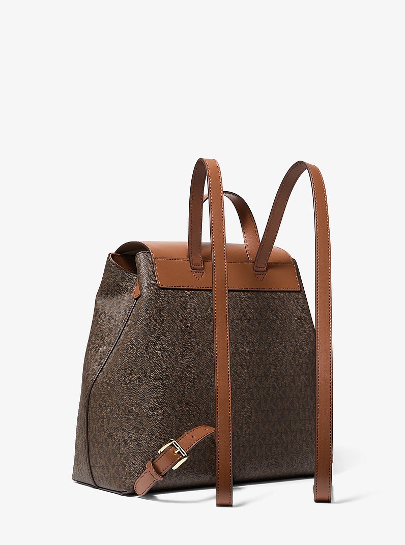 Maya Medium Signature Logo Backpack in BROWN | Michael Kors