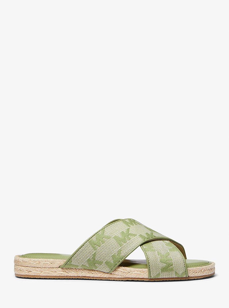 Jolie Logo Jacquard Espadrille Sandal in LIGHT SAGE | Michael Kors