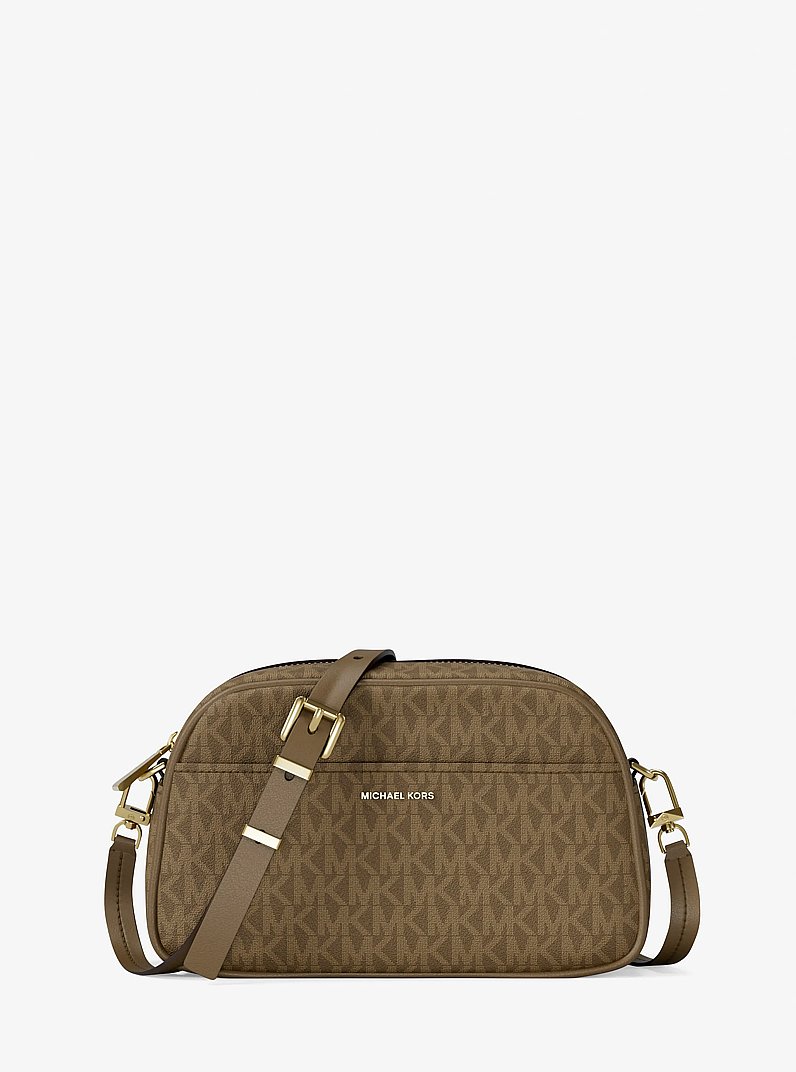 Jet Set Small Signature Logo Camera Crossbody Bag in LODEN | Michael Kors