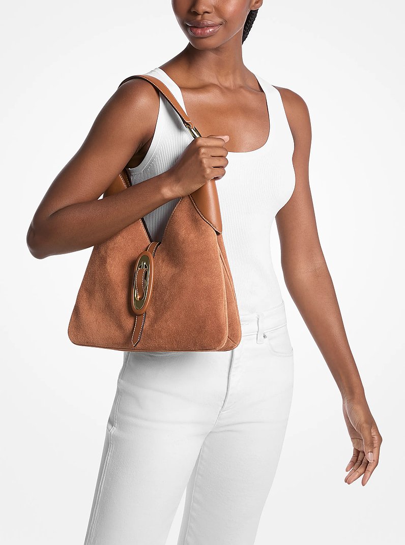 Bolso hobo de hombro Cornelia mediano de ante in LUGGAGE | Michael Kors