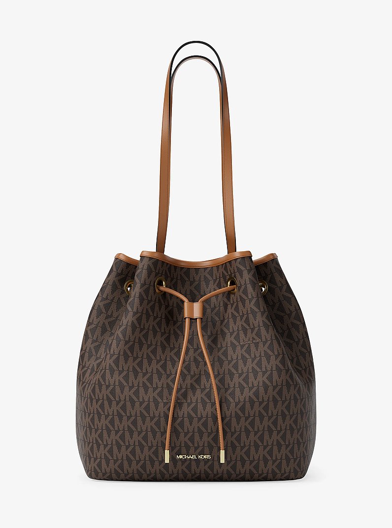 Avery Medium Signature Logo Bucket Tote Bag in BRN/ACORN | Michael Kors