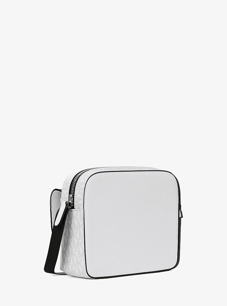 Cooper Medium Pebbled Leather and Signature Logo Camera Crossbody Bag in BRIGHT WHT | Michael Kors