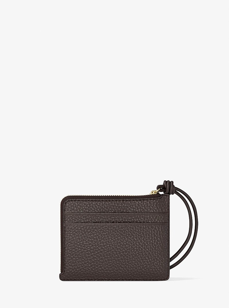 Jet Set Small Pebbled Leather Card Case Wristlet in CHOCOLATE | Michael Kors