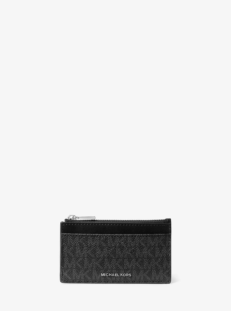 Jet Set Small Signature Logo Card Case in BLACK | Michael Kors