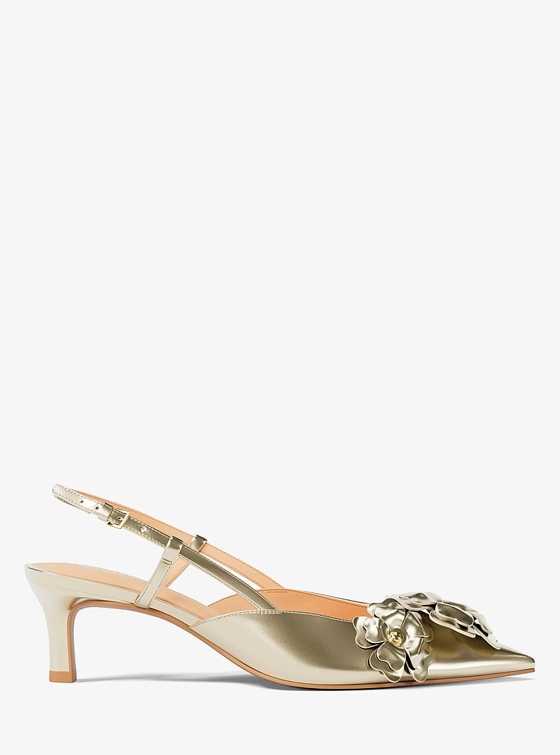 Callie Metallic Embellished Kitten Pump in PALE GOLD | Michael Kors