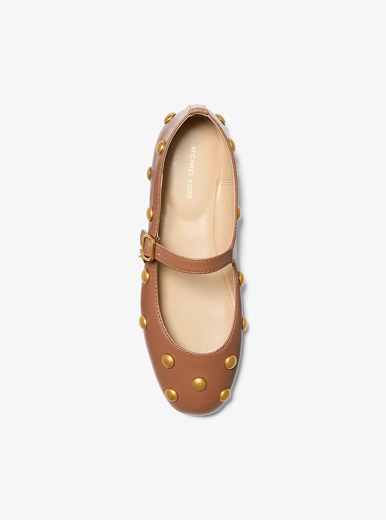 Ballerina Nellie Flex aus Leder mit Nieten in LUGGAGE | Michael Kors