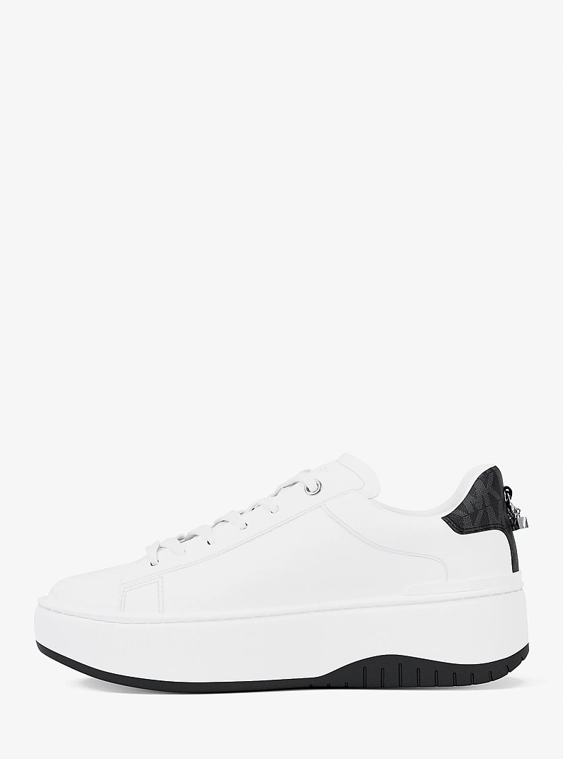 Dottie Embellished Leather Platform Sneaker in BLACK | Michael Kors