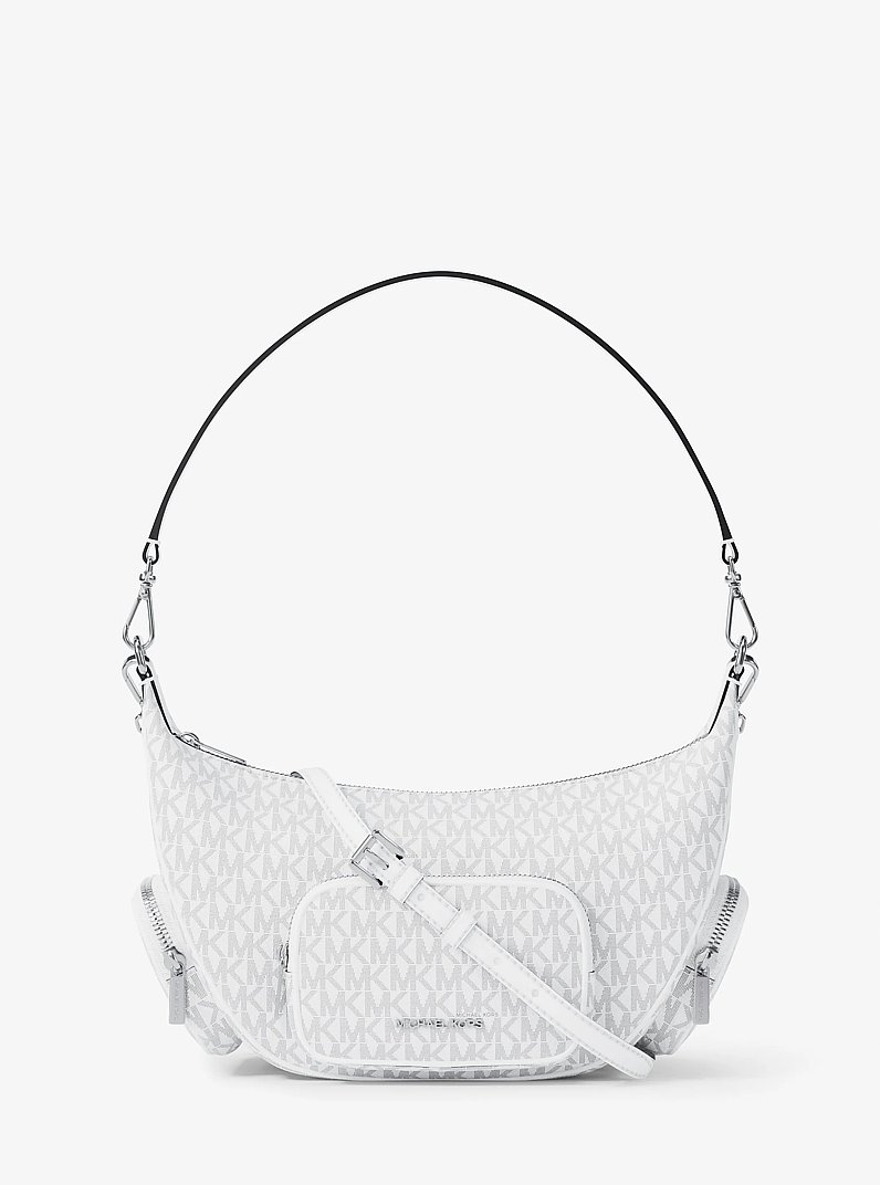 Merritt Medium Signature Logo Convertible Shoulder Bag in OPTIC WHITE | Michael Kors