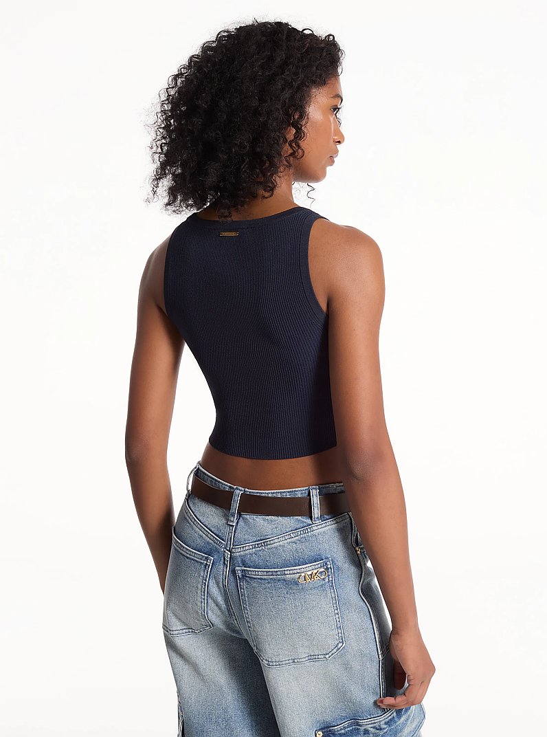 Ribbed Stretch Knit Cropped Tank Top
