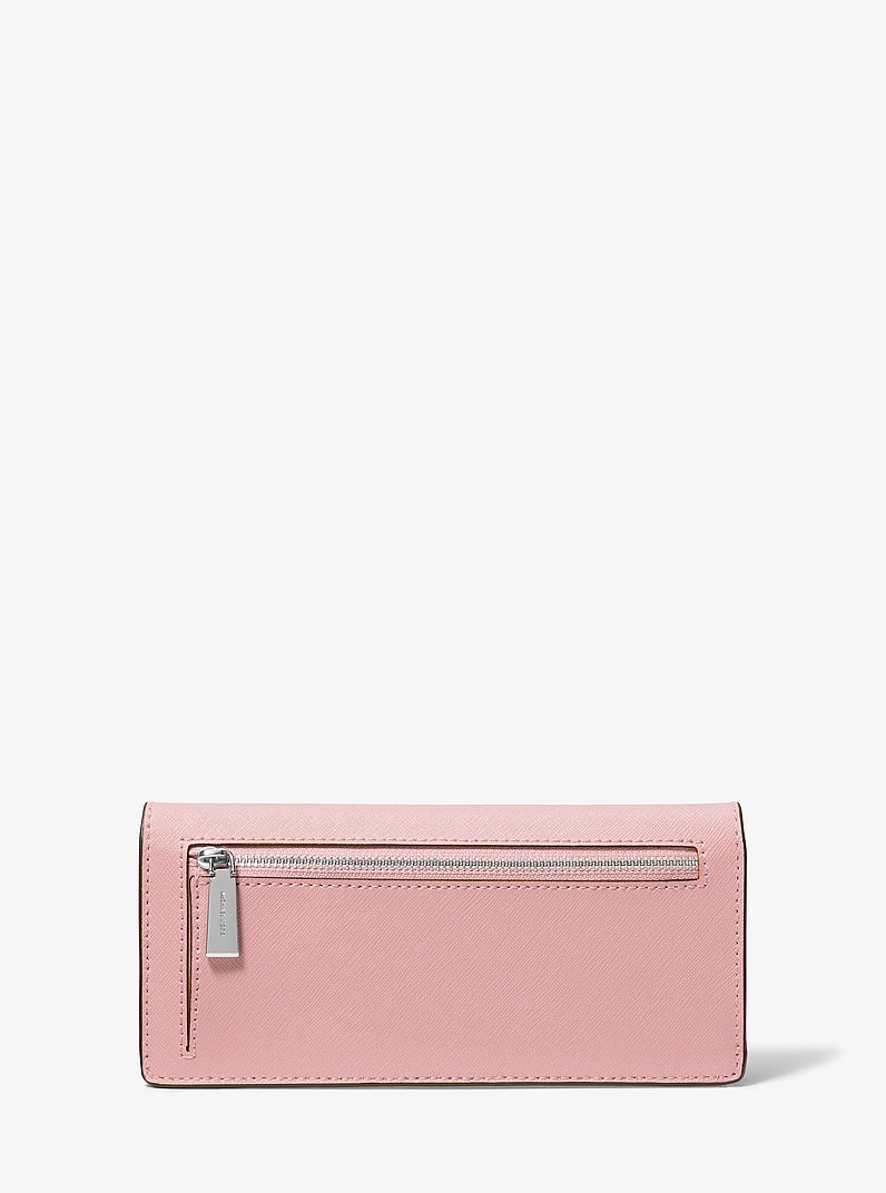 Jet Set Large Saffiano Leather Snap-Front Wallet in SMOKEY ROSE | Michael Kors