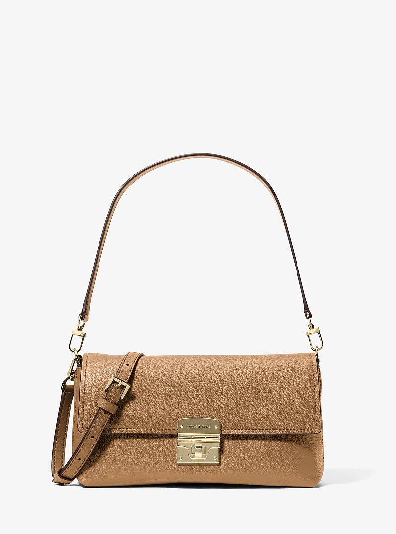 Addie Medium Leather Convertible Shoulder Bag in HUSK | Michael Kors
