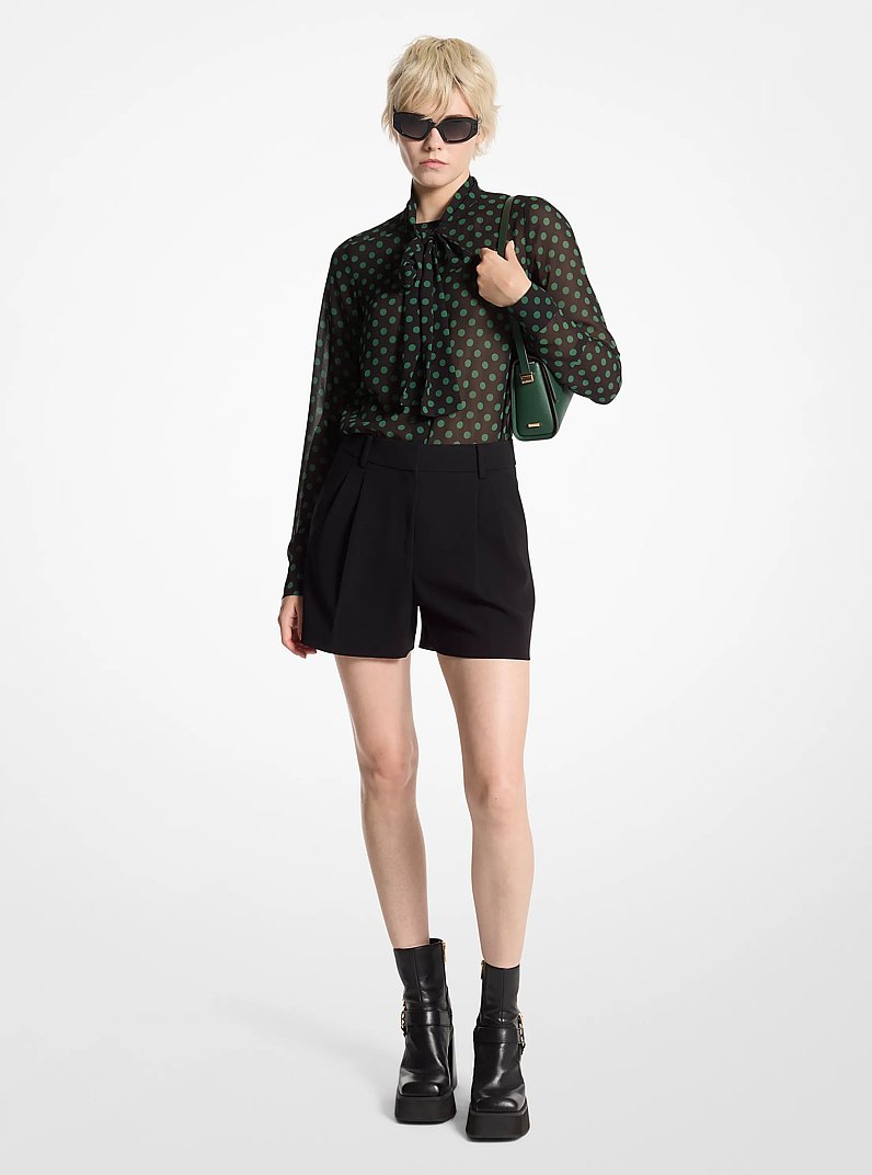 Polka Dot Georgette Tie-Neck Blouse in MOSS | Michael Kors