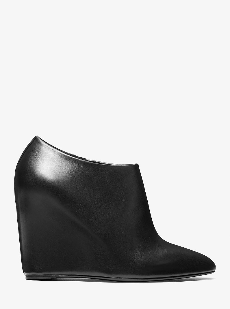 Kasia Leather Wedge Ankle Boot in BLACK | Michael Kors