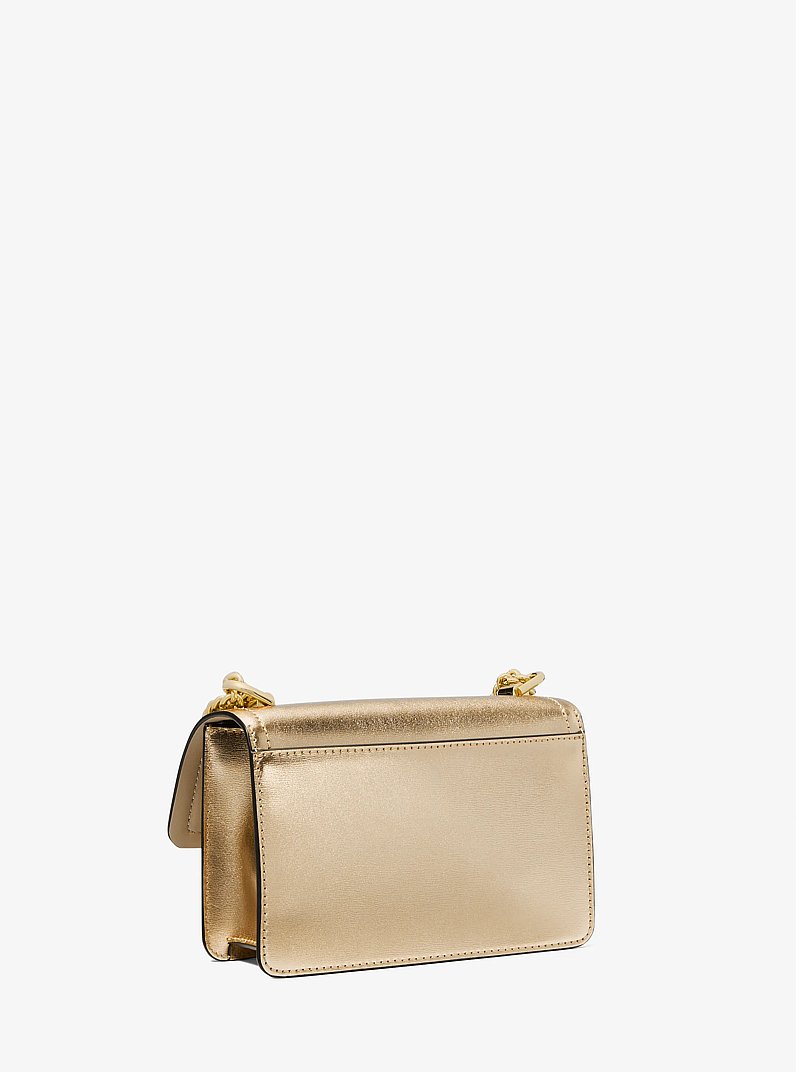 Heather Extra-Small Metallic Leather Crossbody Bag in PALE GOLD | Michael Kors