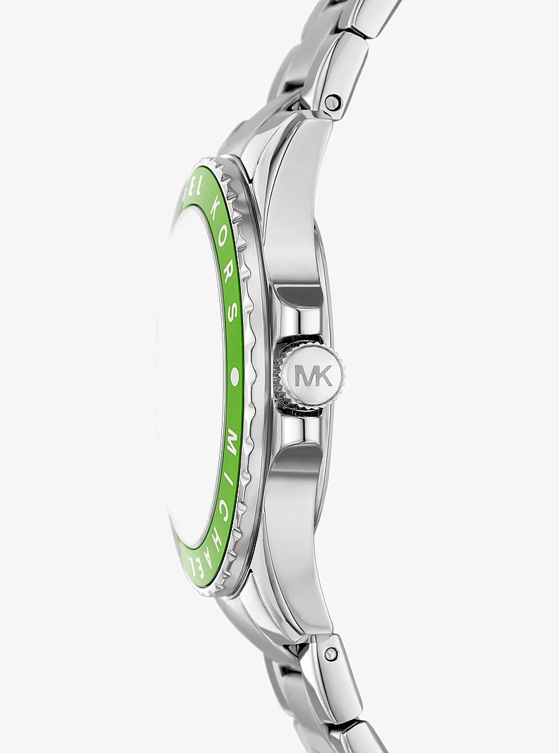 Mini Everest Silver-Tone Watch in JUNGLE GREEN | Michael Kors