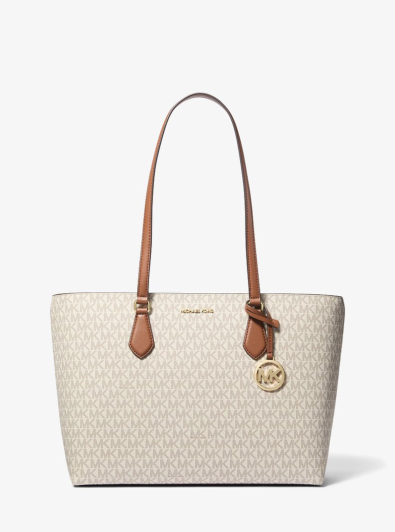 Sheila Large Signature Logo Tote Bag in VANILLA | Michael Kors